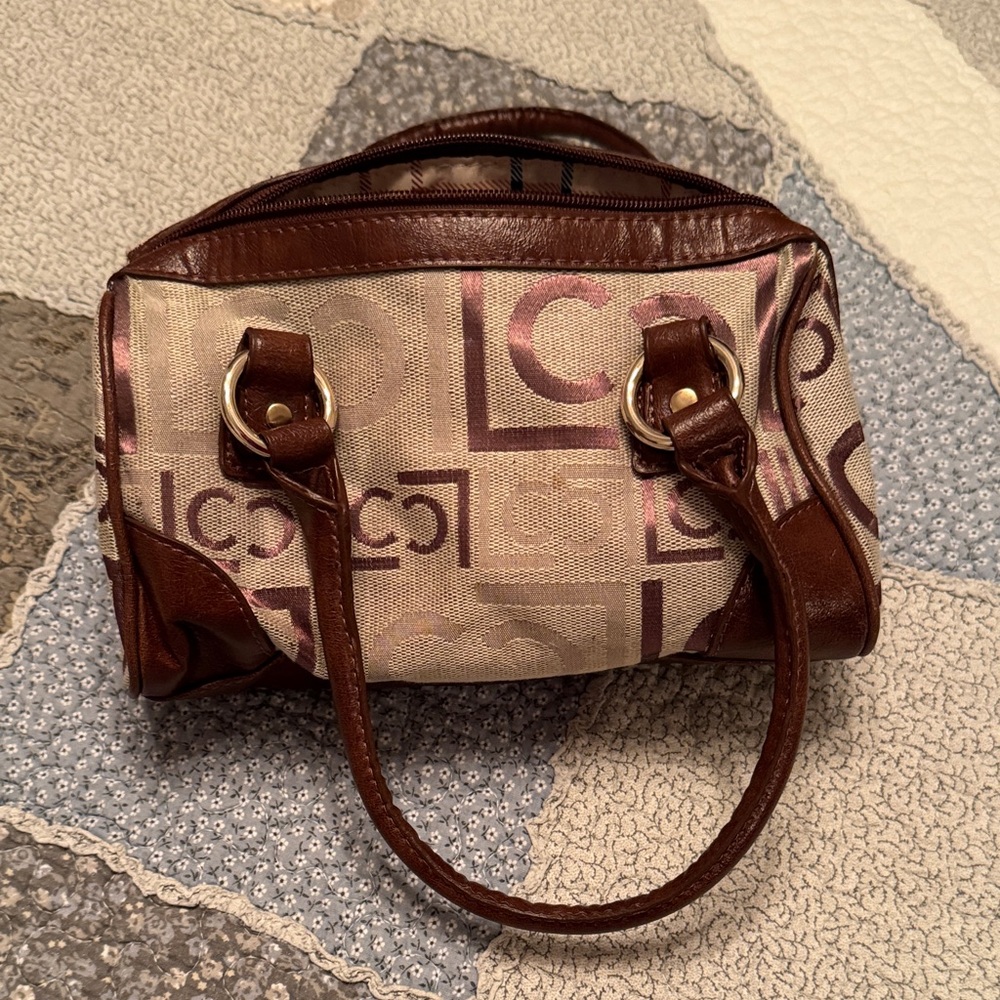 Liz Claiborne Brown and Cream Satchel